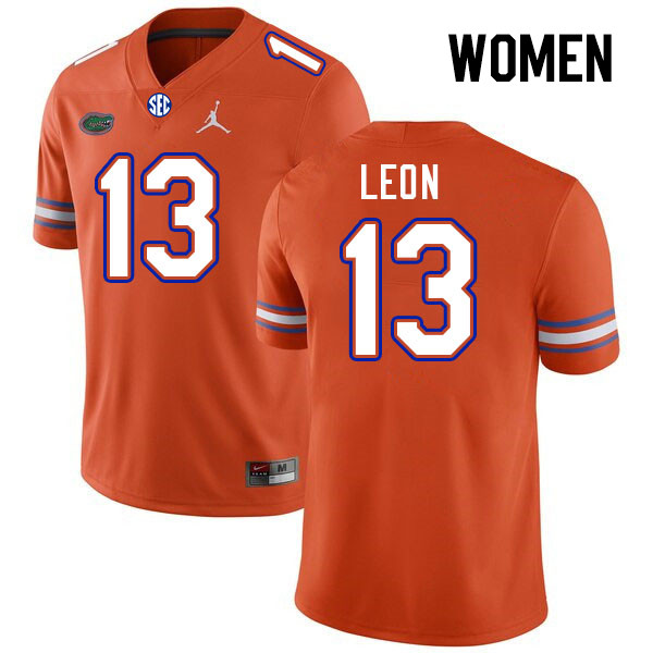 Women #13 Micah Leon Florida Gators College Football Jerseys Stitched-Orange